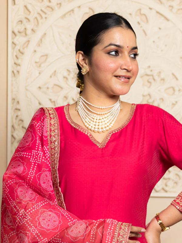 VP 9780 P Rose Rani Bandhani Kurta Set